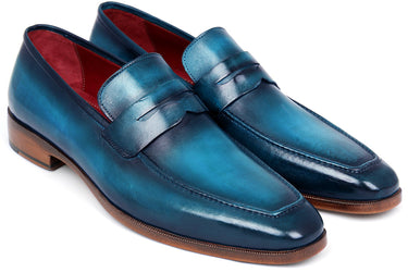 Paul Parkman Men's Penny Calfskin Loafers in Blue & Turquoise