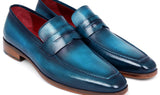Paul Parkman Men's Penny Calfskin Loafers in Blue & Turquoise