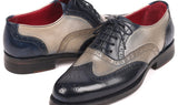 Paul Parkman Wingtip Oxfords Goodyear Welted in Navy & Gray