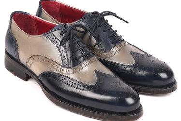 Paul Parkman Wingtip Oxfords Goodyear Welted in Navy & Gray