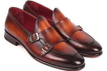 Paul Parkman Men's Double Monkstrap Shoes in Brown