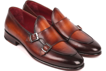 Paul Parkman Men's Double Monkstrap Shoes in Brown