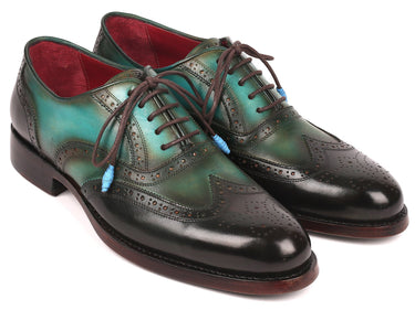Paul Parkman Wingtip Oxfords Goodyear Welted in Brown & Green