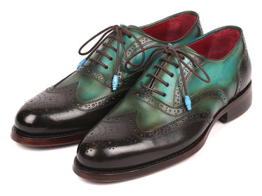 Paul Parkman Wingtip Oxfords Goodyear Welted in Brown & Green