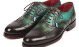 Paul Parkman Wingtip Oxfords Goodyear Welted in Brown & Green