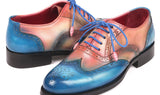 Paul Parkman Men's Wingtip Oxfords Goodyear Welted in Blue & Pink