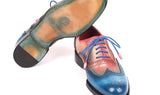 Paul Parkman Men's Wingtip Oxfords Goodyear Welted in Blue & Pink