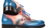 Paul Parkman Men's Wingtip Oxfords Goodyear Welted in Blue & Pink
