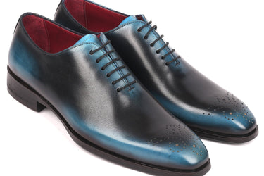 Paul Parkman Men's Wholecut Oxfords in Black & Blue