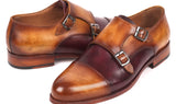 Paul Parkman Men's Captoe Double Monkstraps in Brown & Purple
