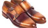 Paul Parkman Men's Captoe Double Monkstraps in Brown & Purple