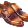 Paul Parkman Men's Captoe Double Monkstraps in Brown & Purple