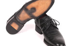 Paul Parkman Croco-Embossed Calfskin Goodyear Welted Derby Shoes in Black