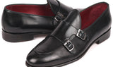 Paul Parkman Men's Double Monkstrap Shoes in Black