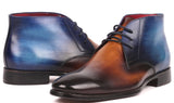 Paul Parkman Men's Calfskin Chukka Boots in Brown & Blue