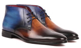 Paul Parkman Men's Calfskin Chukka Boots in Brown & Blue