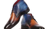 Paul Parkman Men's Calfskin Chukka Boots in Brown & Blue