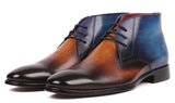 Paul Parkman Men's Calfskin Chukka Boots in Brown & Blue