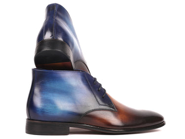 Paul Parkman Men's Calfskin Chukka Boots in Brown & Blue