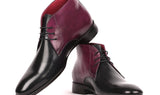Paul Parkman Men's Calfskin Chukka Boots in Black & Purple