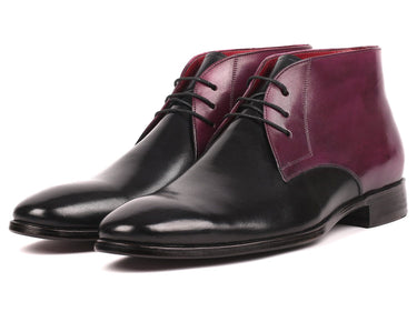 Paul Parkman Men's Calfskin Chukka Boots in Black & Purple