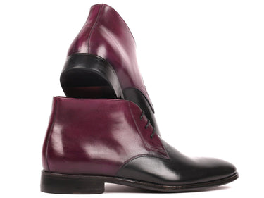 Paul Parkman Men's Calfskin Chukka Boots in Black & Purple