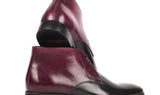 Paul Parkman Men's Calfskin Chukka Boots in Black & Purple