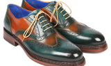Paul Parkman Wingtip Oxfords Goodyear Welted in Green & Tobacco