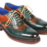 Paul Parkman Wingtip Oxfords Goodyear Welted in Green & Tobacco