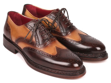 Paul Parkman Wingtip Oxfords Goodyear Welted in Brown & Beige