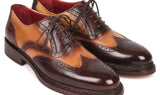 Paul Parkman Wingtip Oxfords Goodyear Welted in Brown & Beige