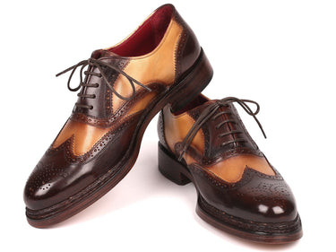 Paul Parkman Wingtip Oxfords Goodyear Welted in Brown & Beige