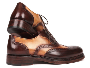 Paul Parkman Wingtip Oxfords Goodyear Welted in Brown & Beige