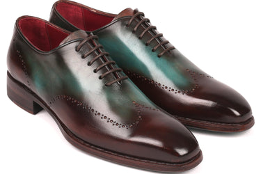 Paul Parkman Goodyear Welted Wingtip Oxfords in Brown & Turquoise