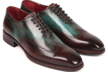Paul Parkman Goodyear Welted Wingtip Oxfords in Brown & Turquoise