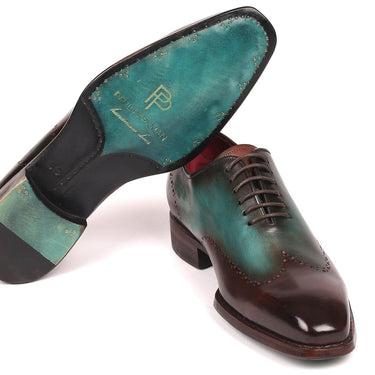 Paul Parkman Goodyear Welted Wingtip Oxfords in Brown & Turquoise in #color_