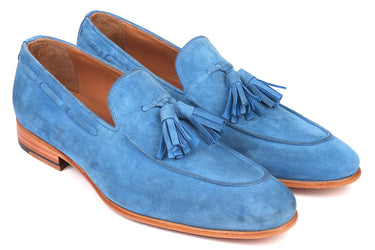 Paul Parkman Men's Suede Tassel Loafers in Blue