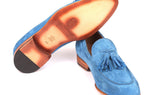 Paul Parkman Men's Suede Tassel Loafers in Blue
