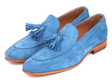 Paul Parkman Men's Suede Tassel Loafers in Blue