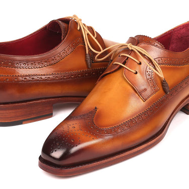 Paul Parkman Goodyear Welted Wingtip Derby Shoes in Camel in #color_