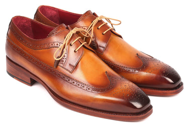 Paul Parkman Goodyear Welted Wingtip Derby Shoes in Camel