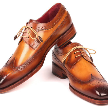 Paul Parkman Goodyear Welted Wingtip Derby Shoes in Camel in #color_