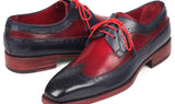 Paul Parkman Goodyear Welted Wingtip Derby Shoes in Navy & Bordeaux