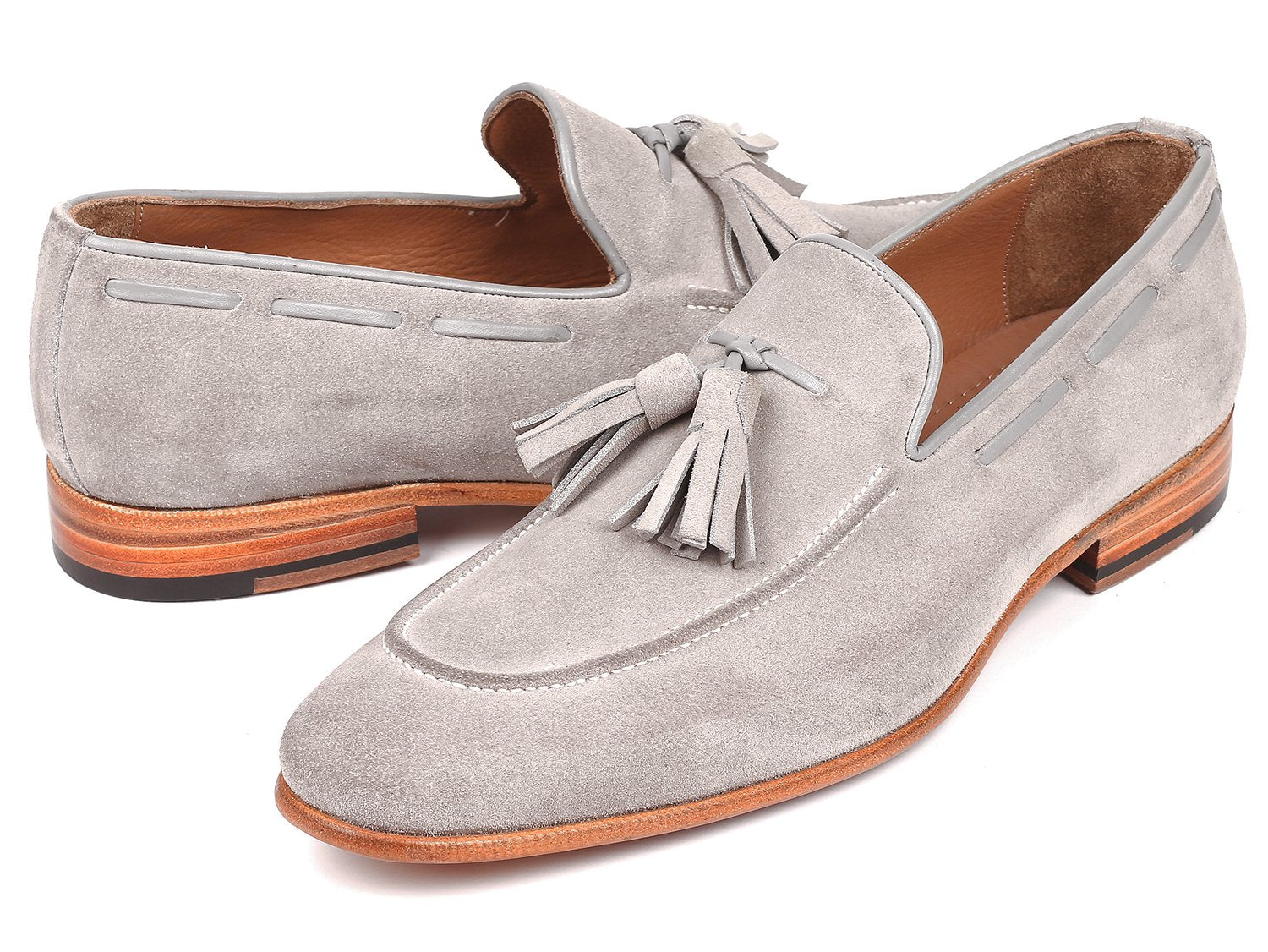 Paul Parkman Men's Tassel Loafers Grey Suede (ID#GRY32FG) EU 39