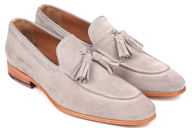 Paul Parkman Men's Suede Tassel Loafers in Grey