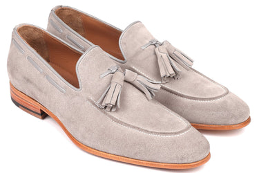 Paul Parkman Men's Suede Tassel Loafers in Grey