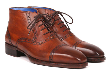 Paul Parkman Men's Cap Toe Ankle Boots in Antique Brown