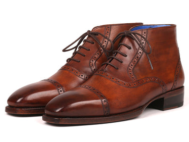 Paul Parkman Men's Cap Toe Ankle Boots in Antique Brown