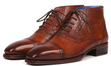 Paul Parkman Men's Cap Toe Ankle Boots in Antique Brown
