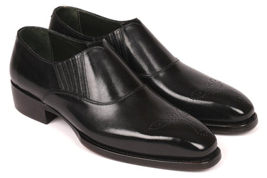 Paul Parkman Goodyear Welted Elasticated Loafers in Black